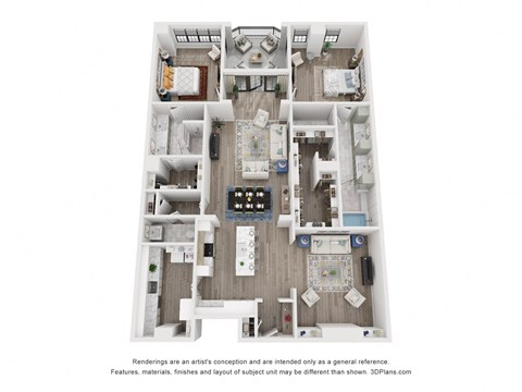 Floor plan for 2 beds, 2.5 baths, 2184 sqft